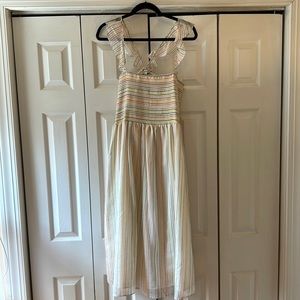 Madewell Pink and Orange Smocked Sundress